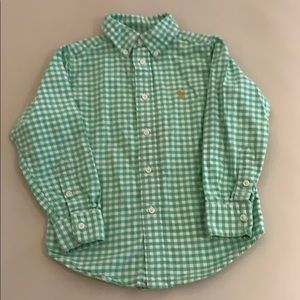 Boys Ralph Lauren Green & White Gingham Shirt - 4